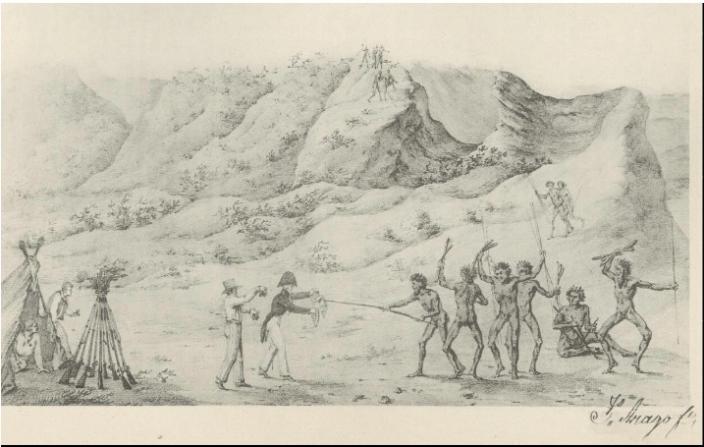Jacques Arago, Nouvelle Hollande: Baie des Chiens-marins Presque île Peron, entr